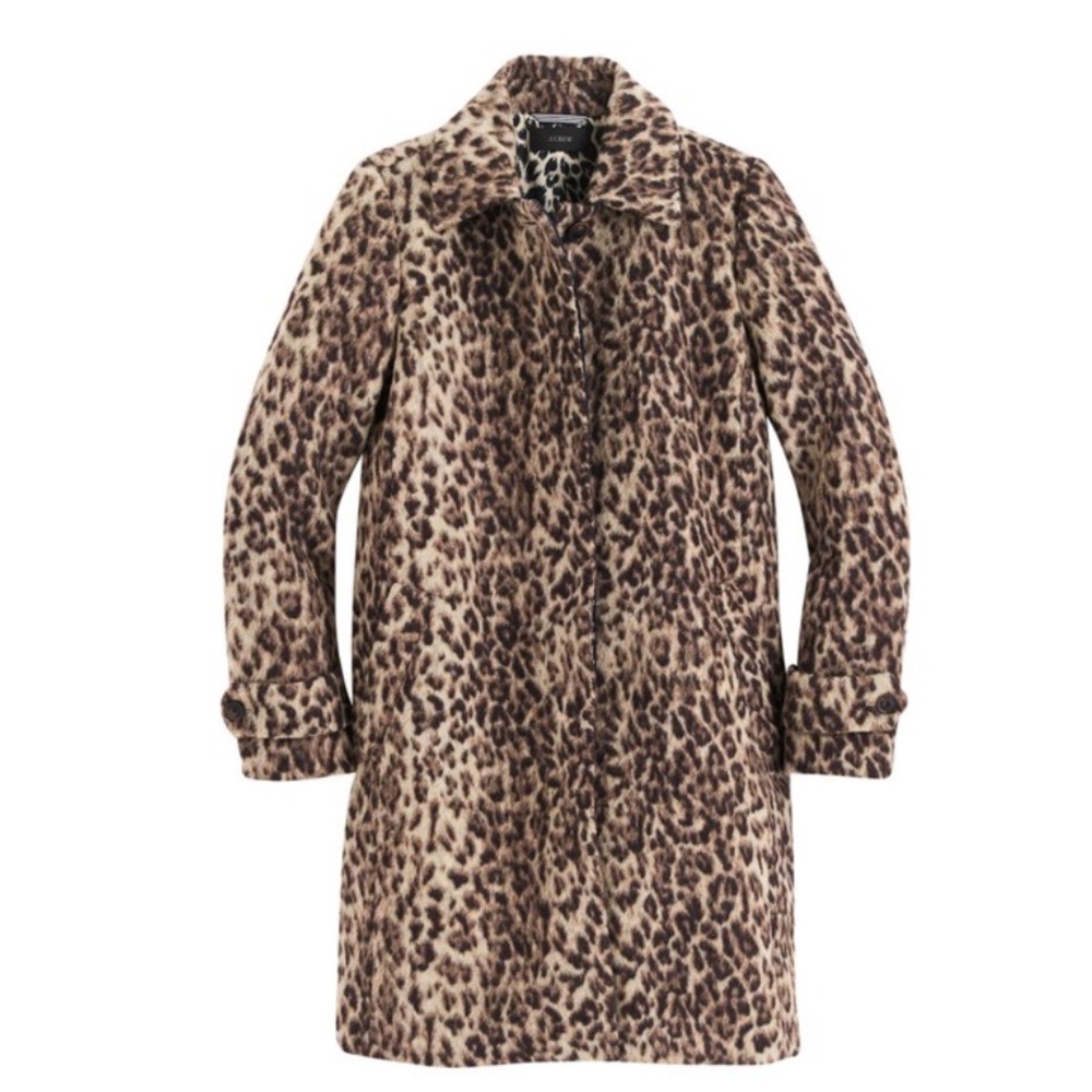J. Crew | Double Leopard Topcoat size 00 NWT